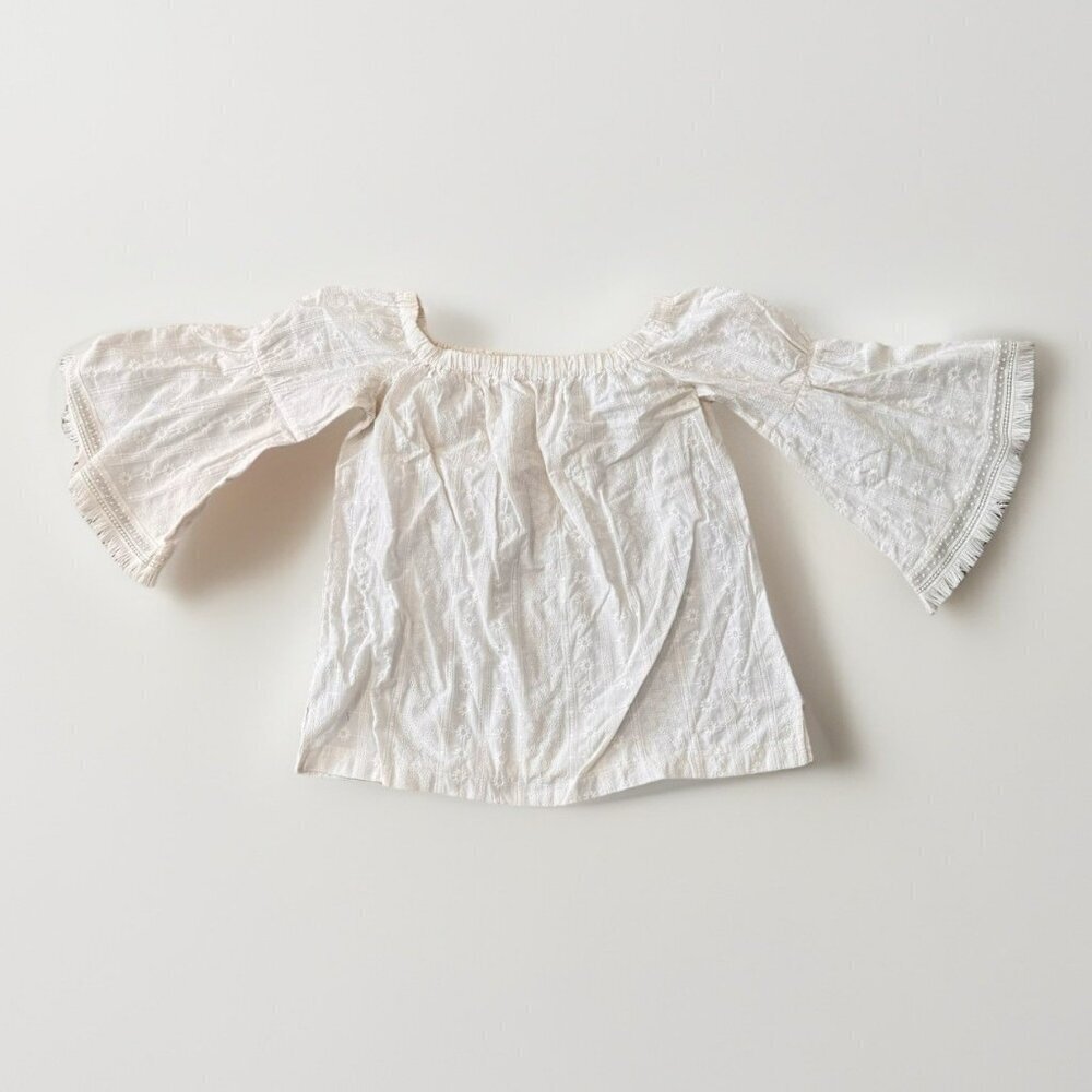 LOFT Off The Shoulder White Top Size Small Embroidered Lace Detail